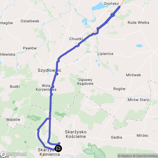 Skarżysko-Kamienna: mapa trasy - Poland