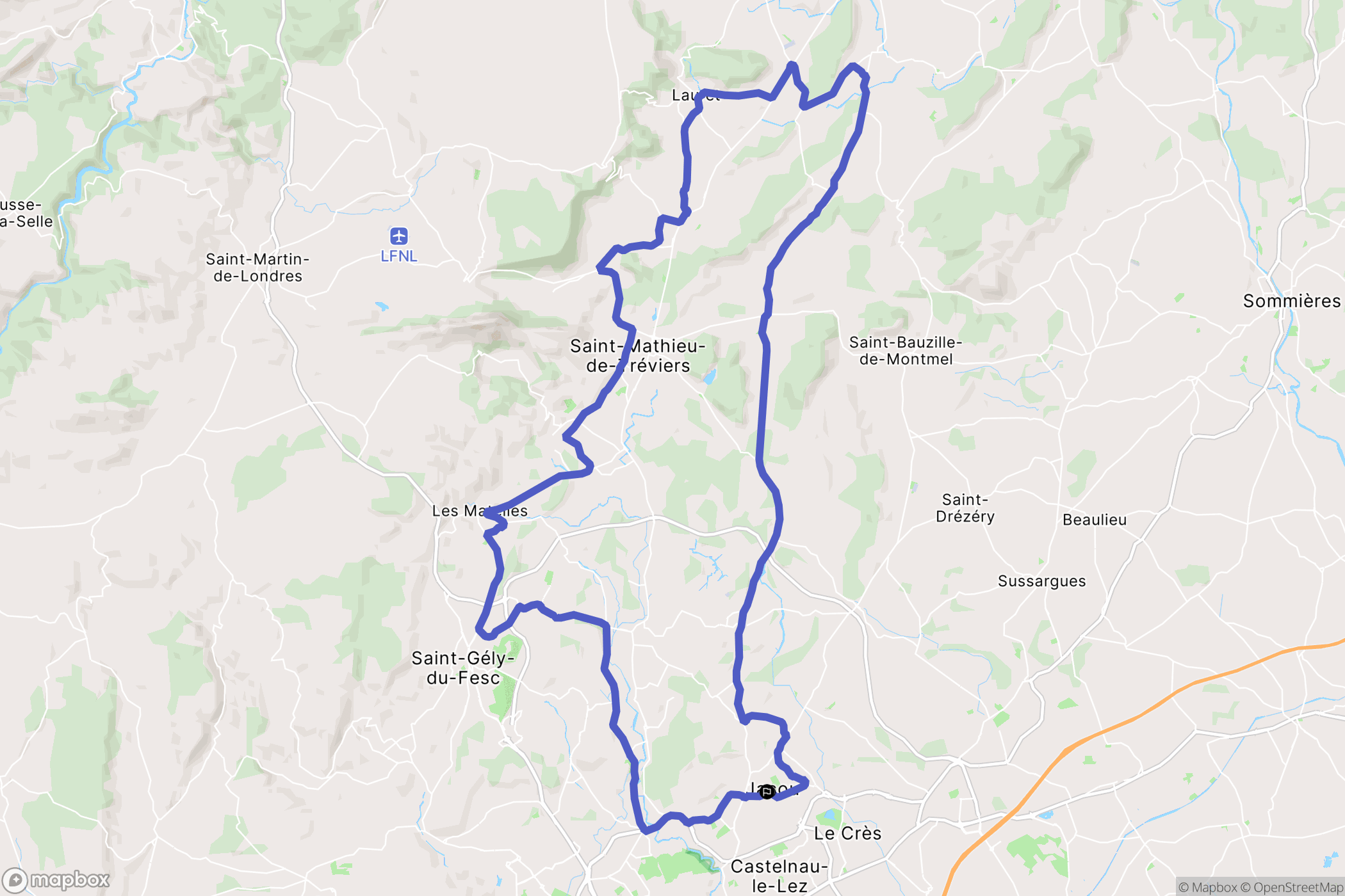 Jacou : carte du parcours de randonnée - France