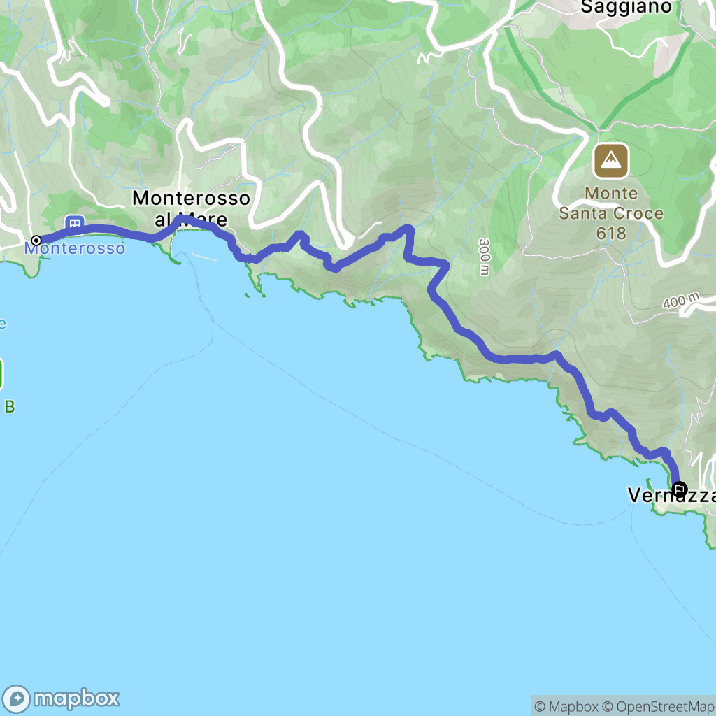 Monterosso al Mare : carte du parcours de randonnée - Italy