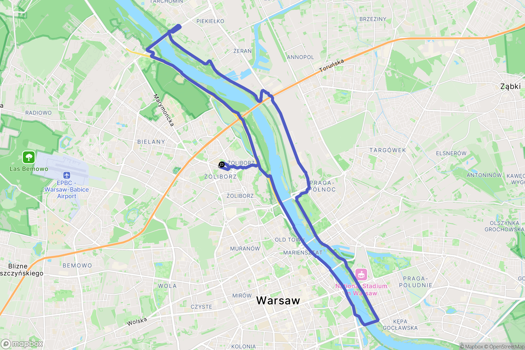 Warszawa: mapa trasy - Poland