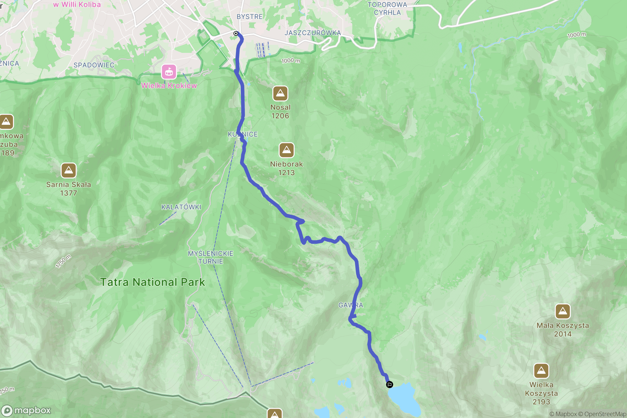 Zakopane: mapa trasy - Poland