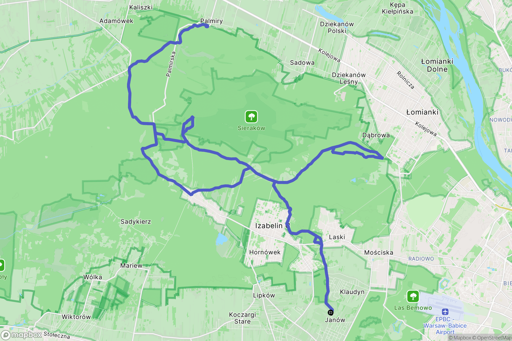 Stare Babice: mapa trasy - Poland