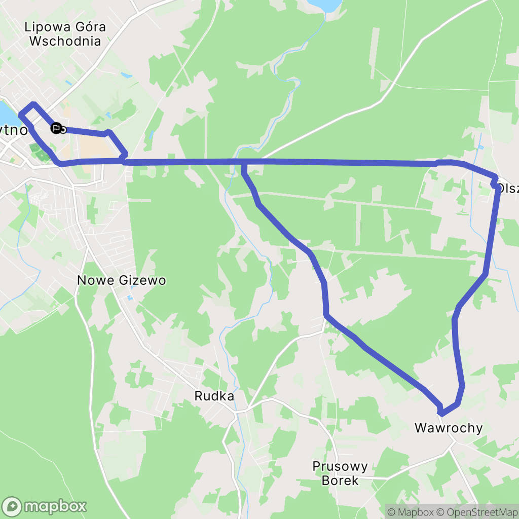 Szczytno: mapa trasy - Poland