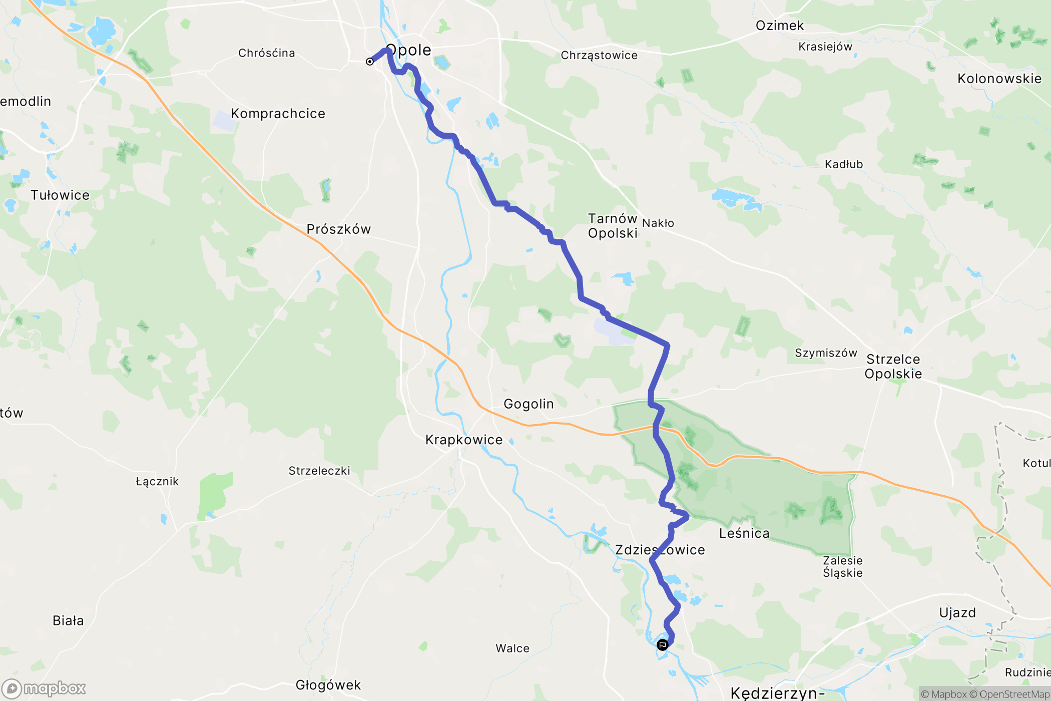 Opole: mapa trasy - Poland