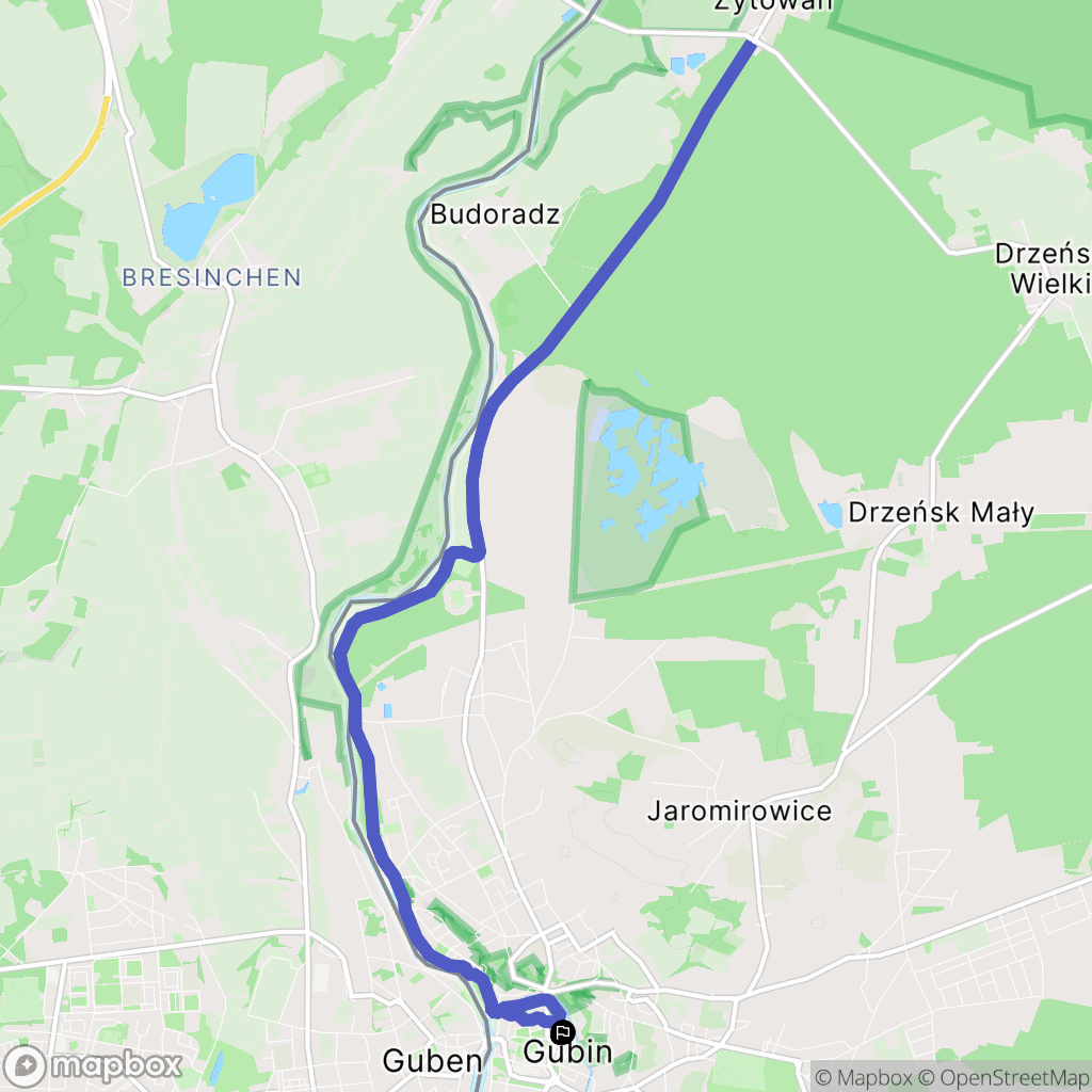 Gubin: mapa trasy - Poland