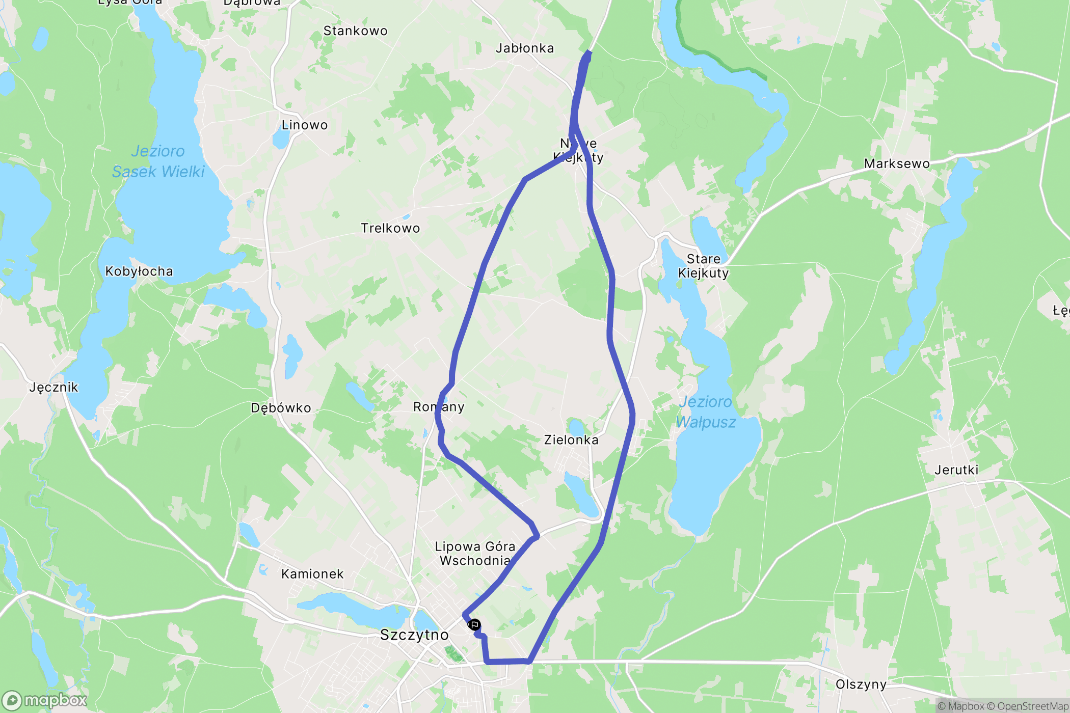 Szczytno: mapa trasy - Poland