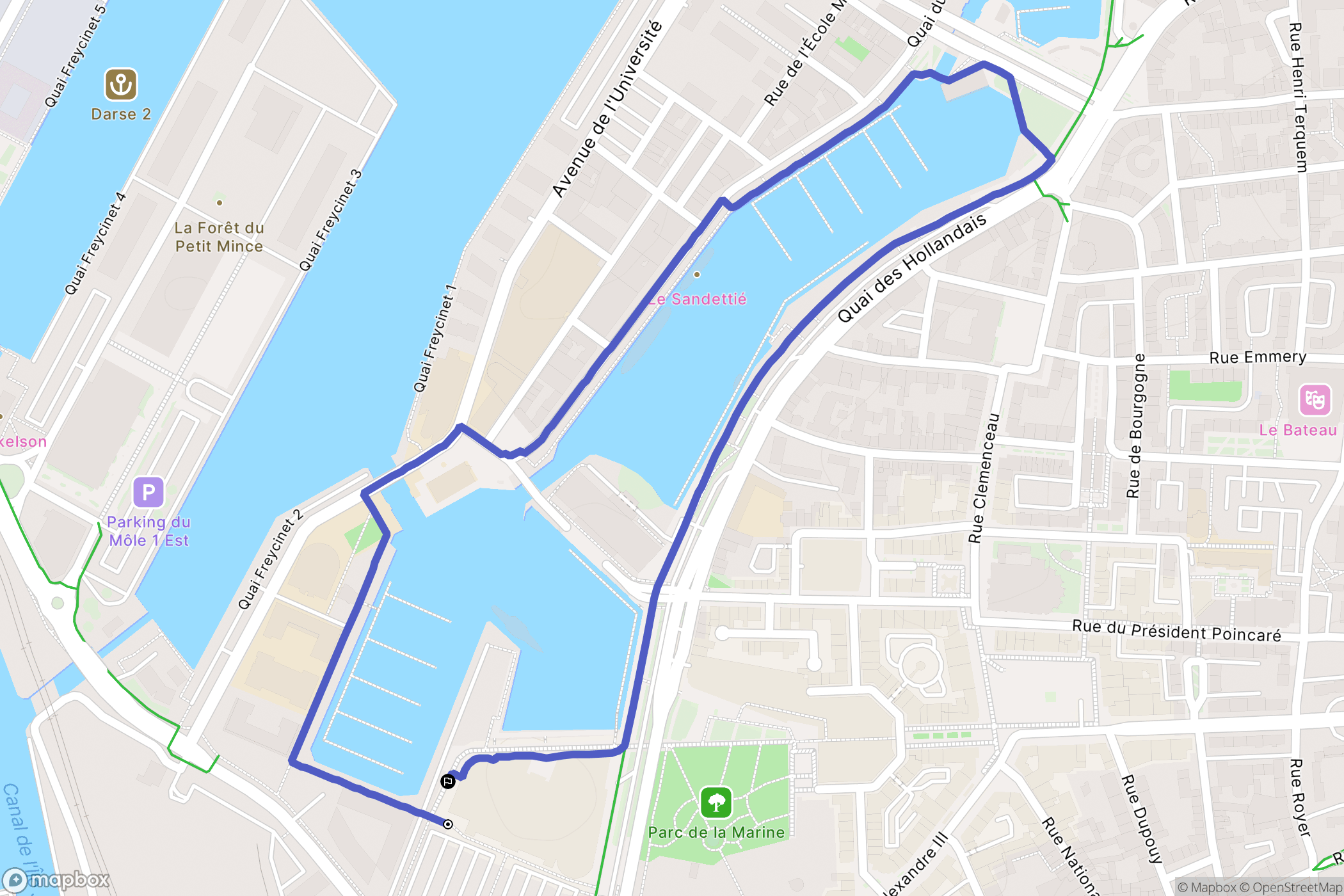 Dunkerque : carte du parcours de randonnée - France