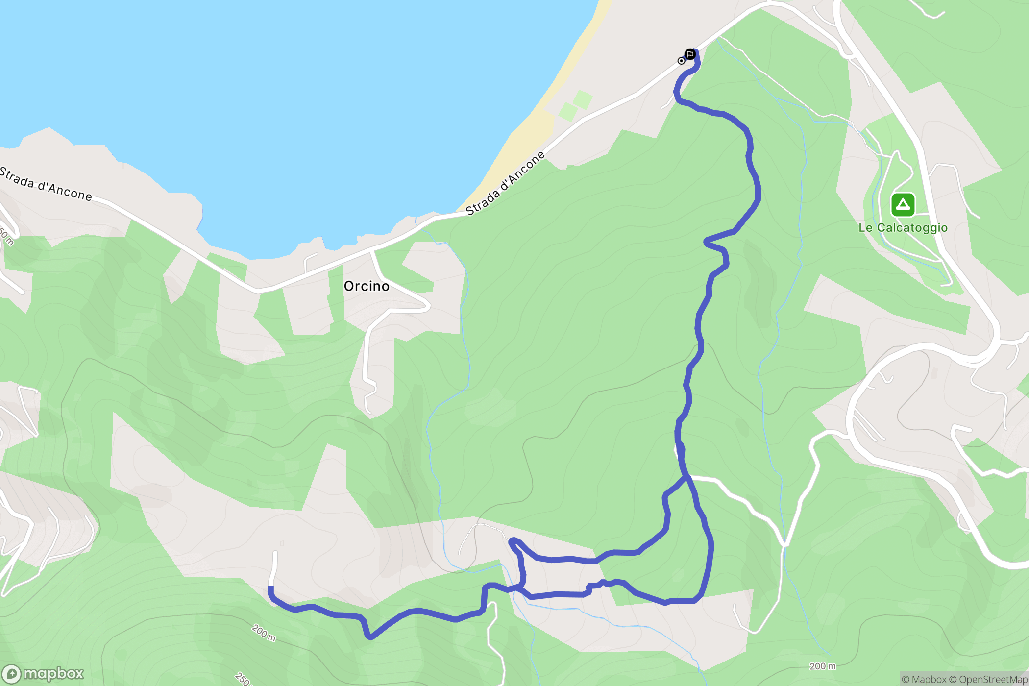 Calcatoggio : carte du parcours de randonnée - France