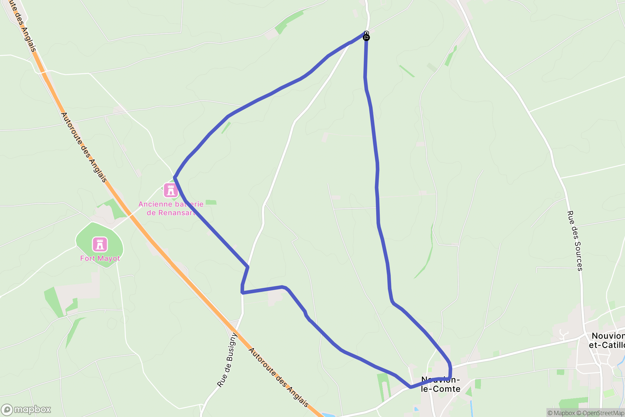 Renansart : carte du parcours de randonnée - France
