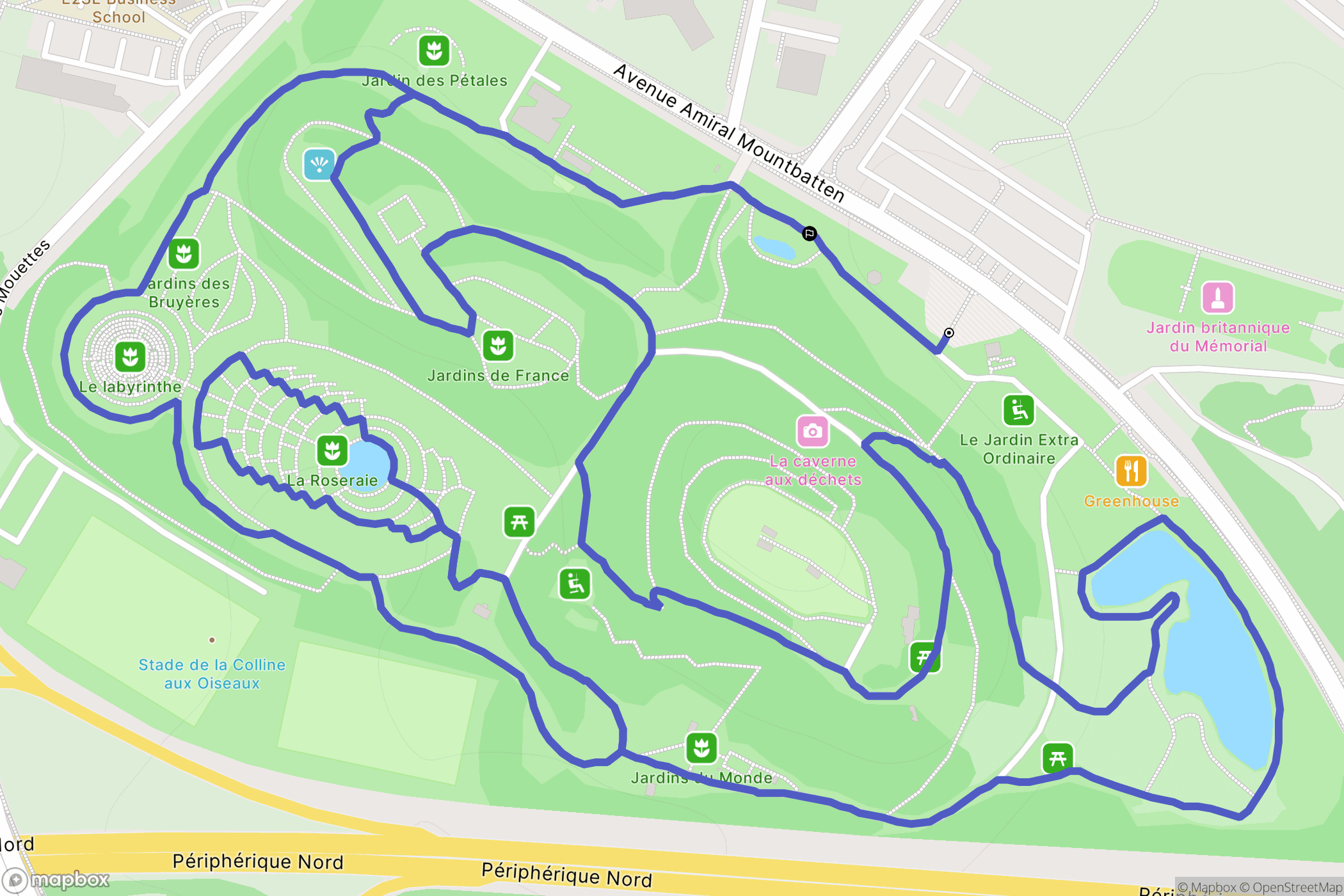 Caen : carte du parcours de randonnée - France