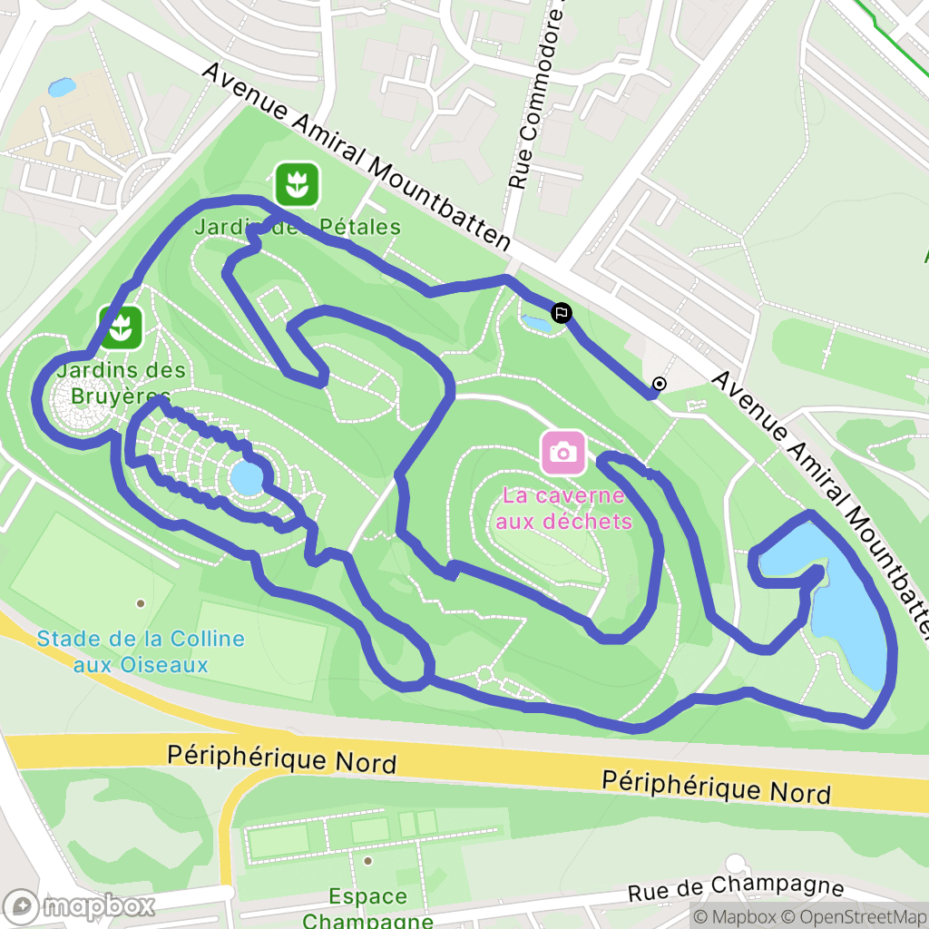 Caen : carte du parcours de randonnée - France