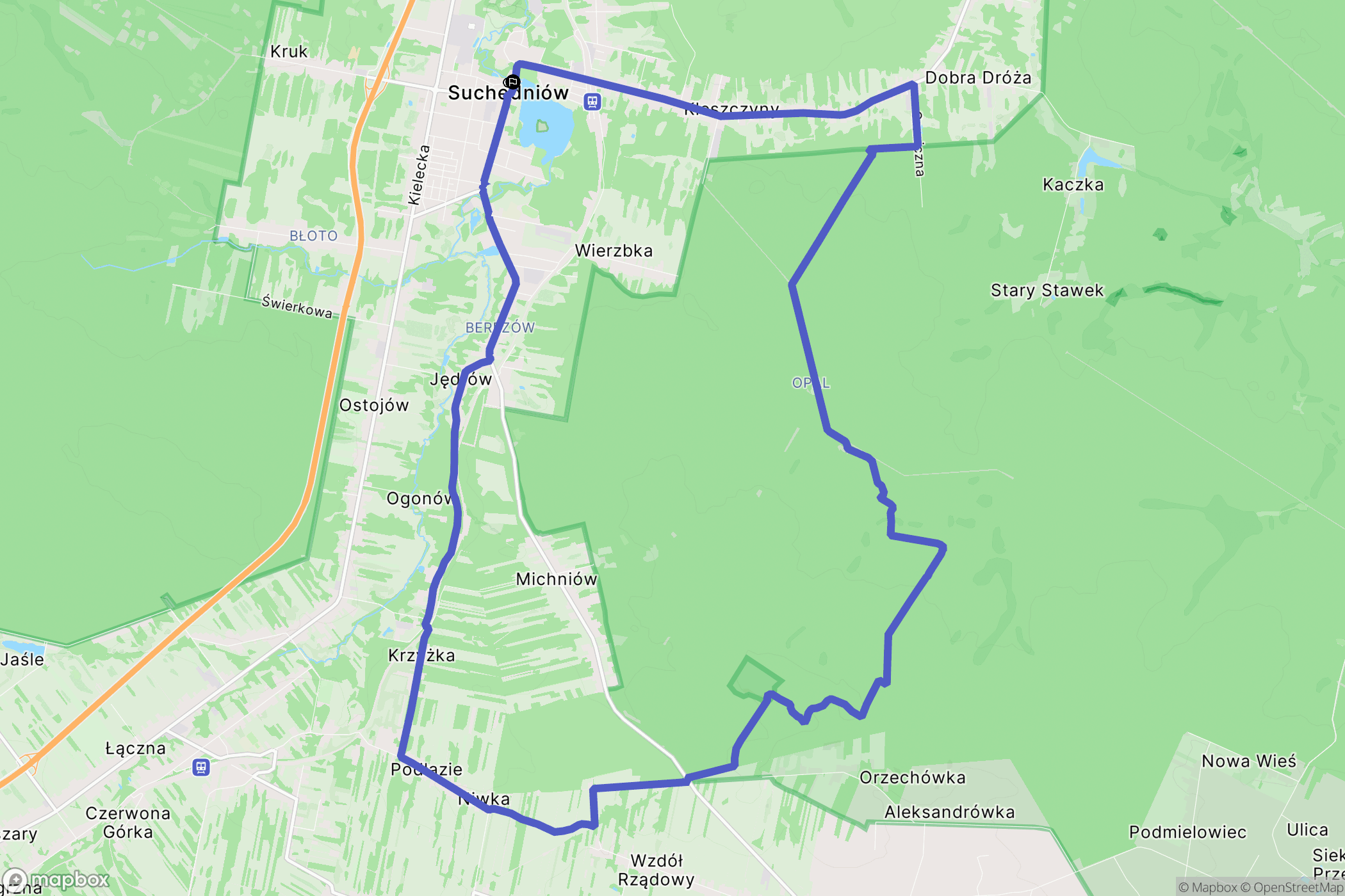 Suchedniów: mapa trasy - Poland