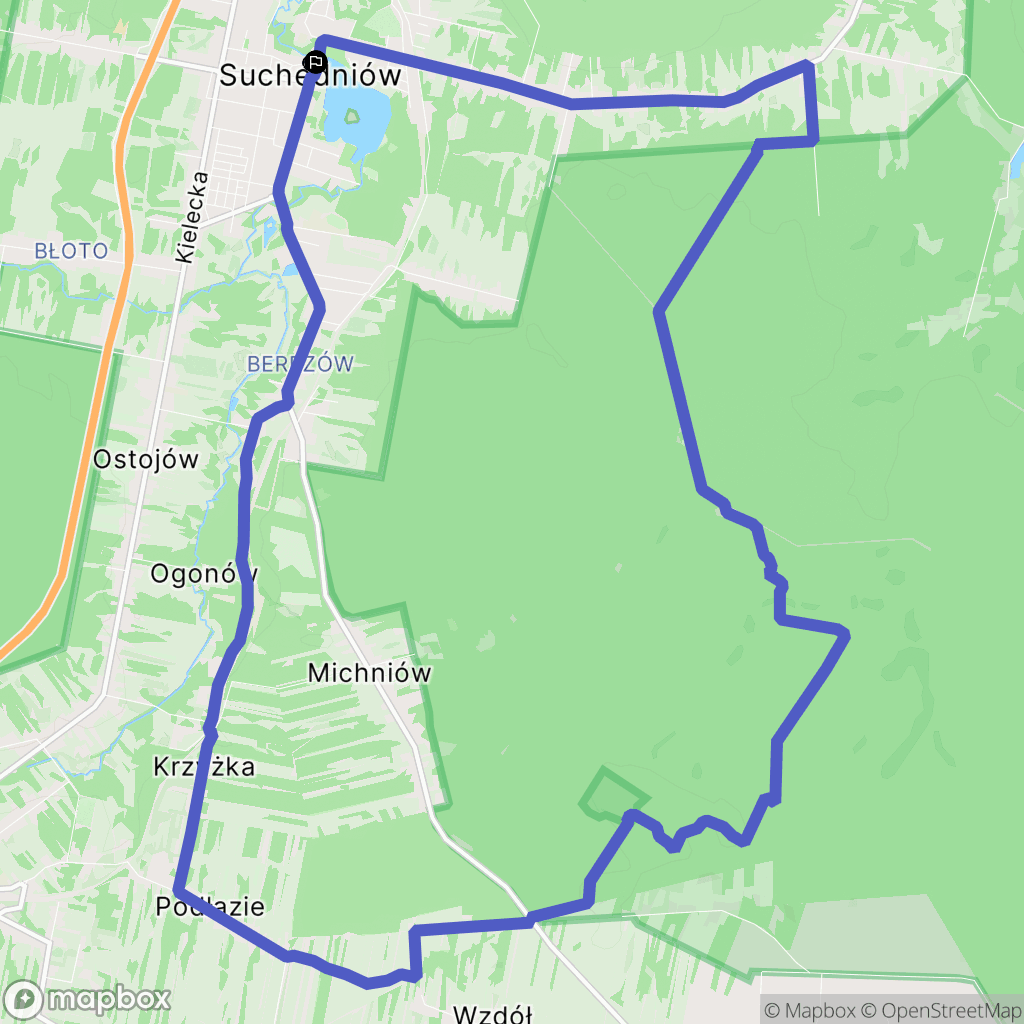Suchedniów: mapa trasy - Poland