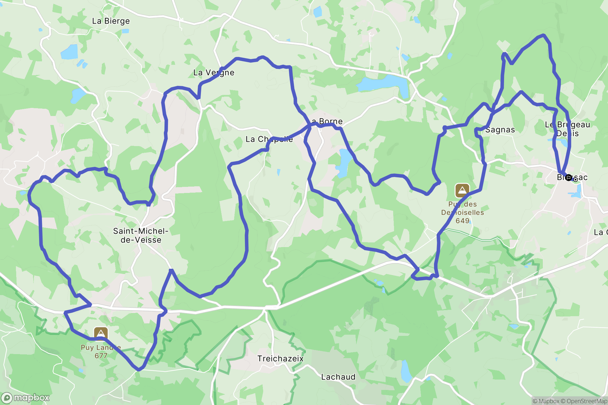 Blessac : carte du parcours de randonnée - France