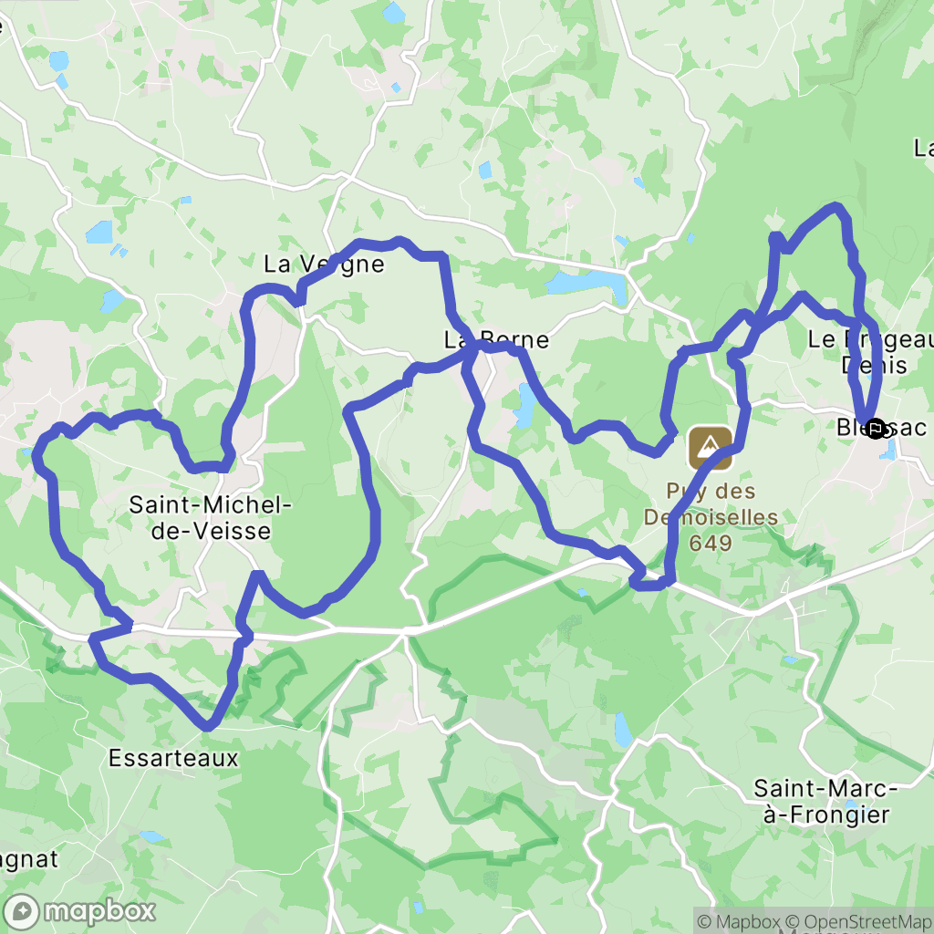 Blessac : carte du parcours de randonnée - France
