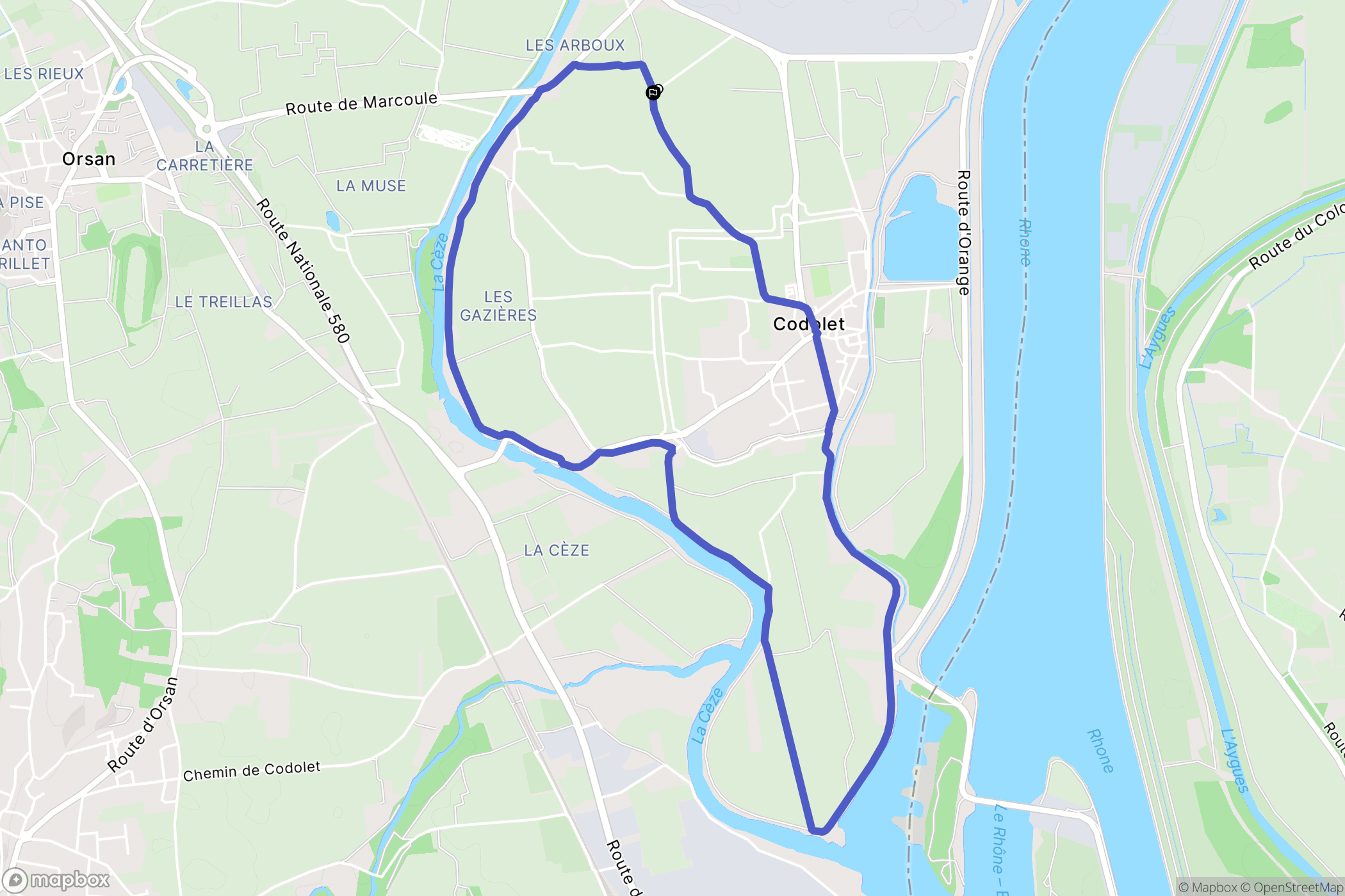 Codolet : carte du parcours de randonnée - France