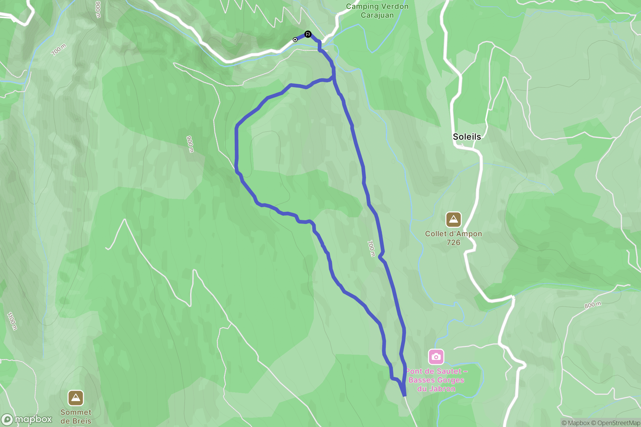 Rougon : carte du parcours de randonnée - France
