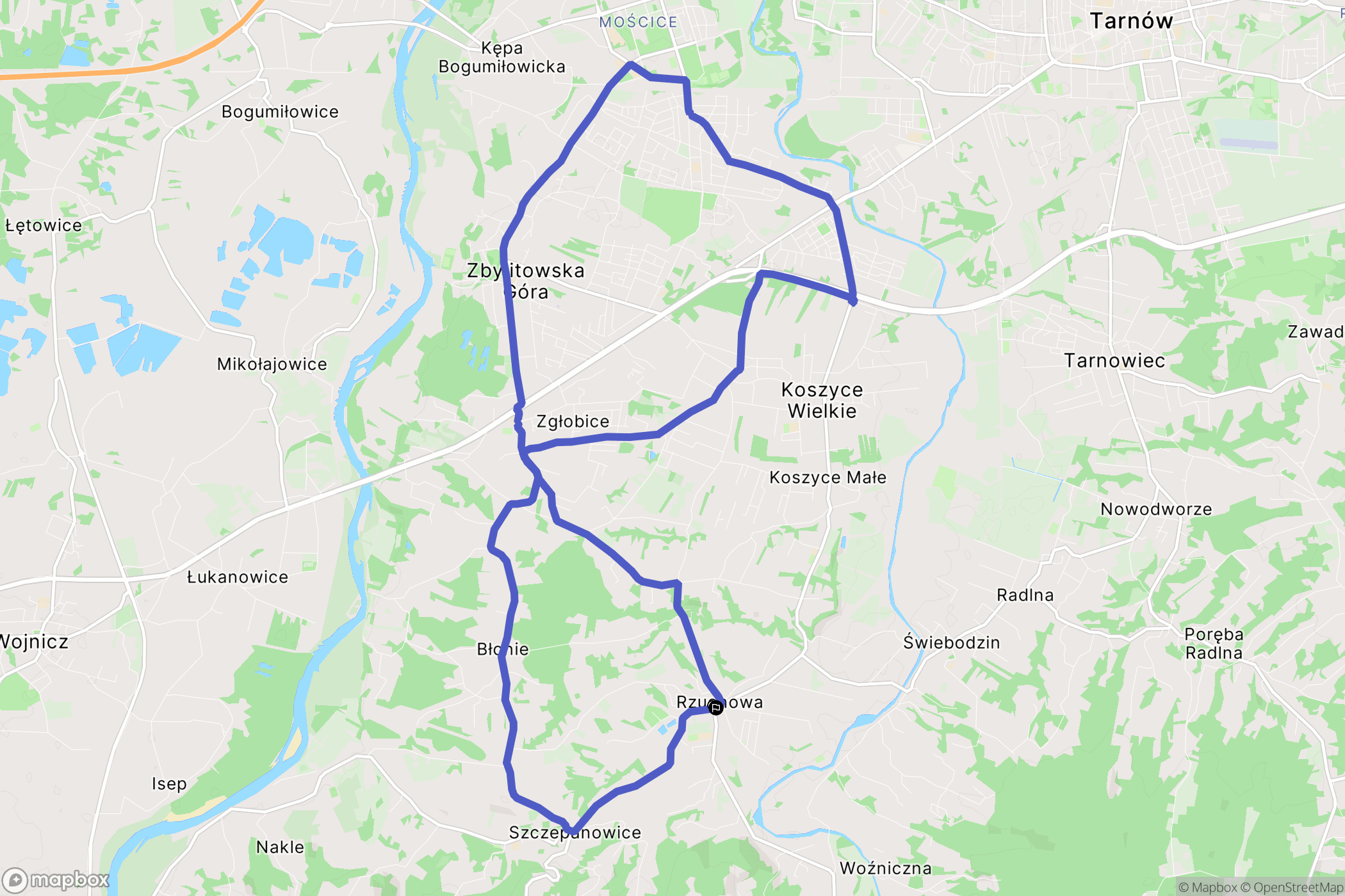 Rzuchowa: mapa trasy - Poland
