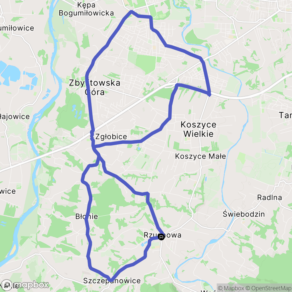 Rzuchowa: mapa trasy - Poland