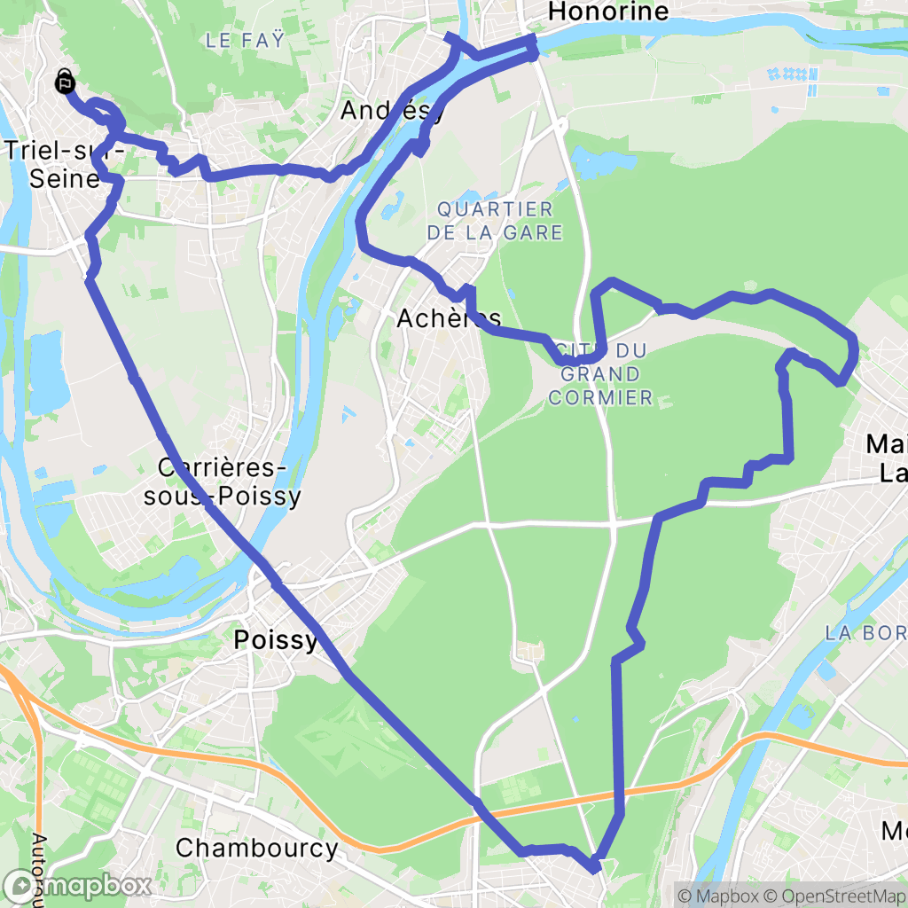 Triel-sur-Seine : carte du parcours de randonnée - France