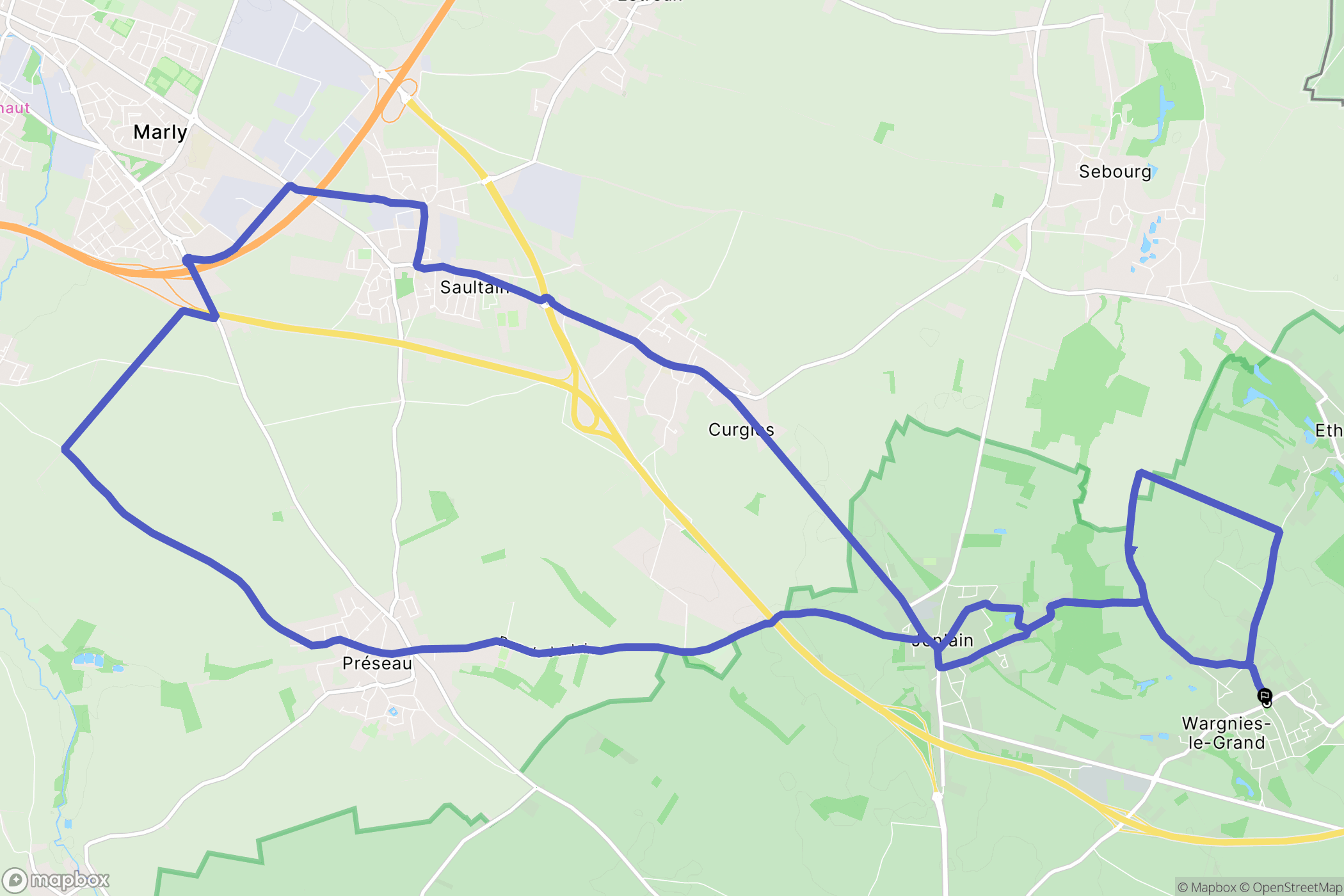 Wargnies-le-Grand : carte du parcours de randonnée - France