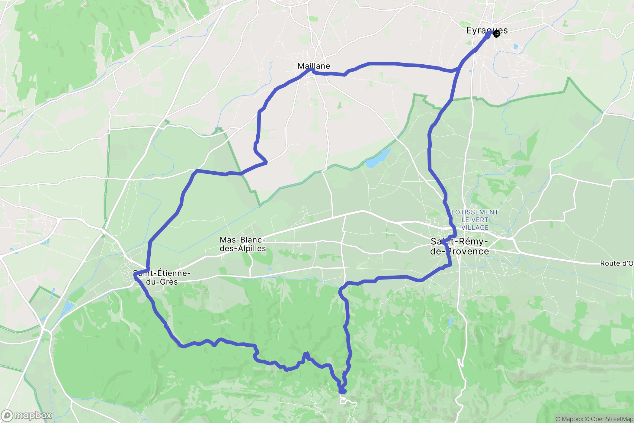 Eyragues : carte du parcours de randonnée - France