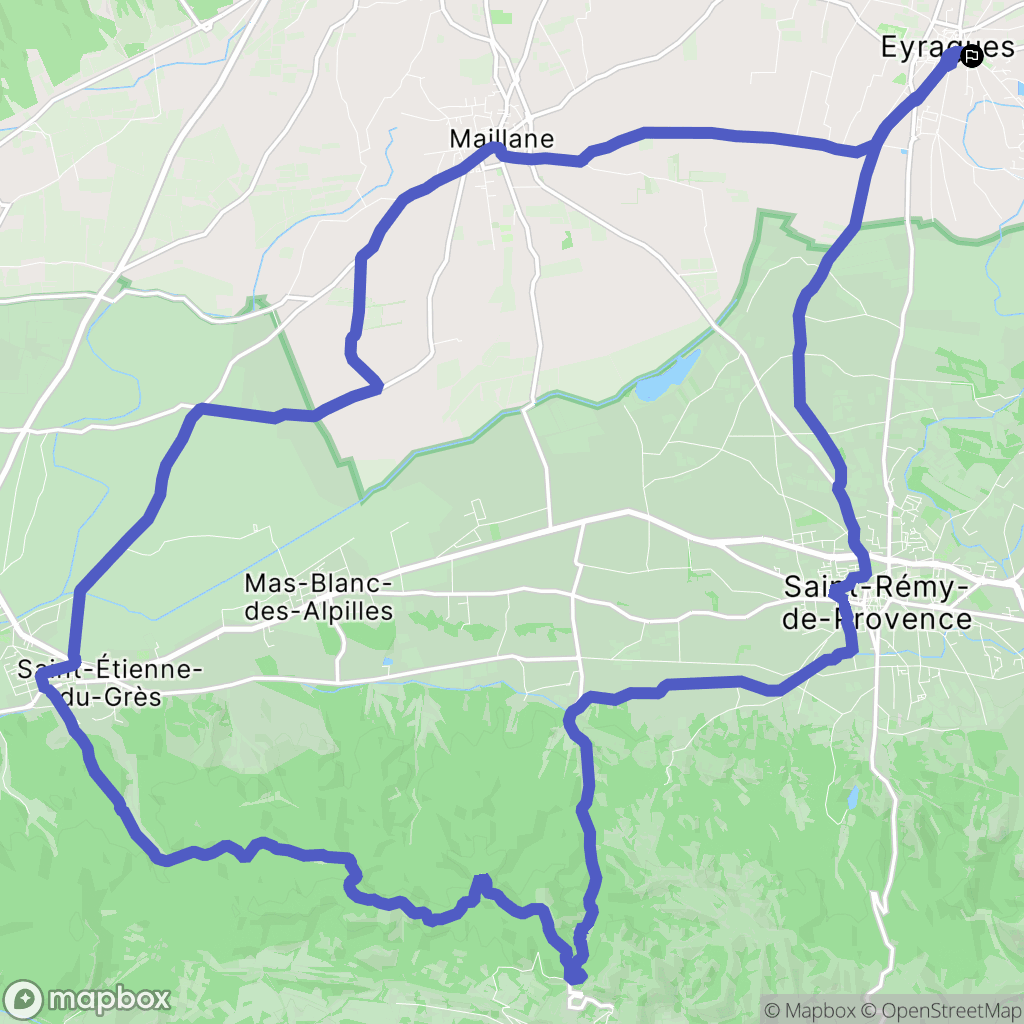 Eyragues : carte du parcours de randonnée - France