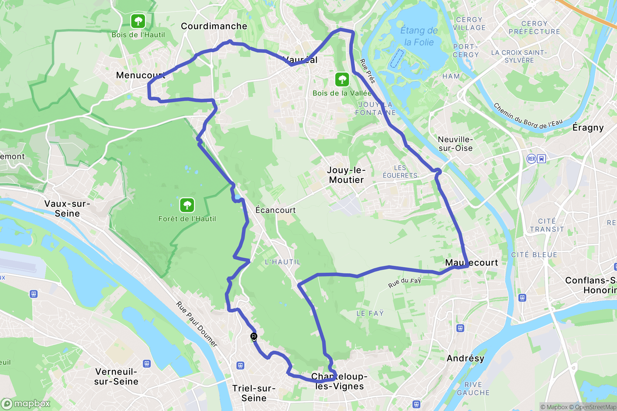Triel-sur-Seine : carte du parcours de randonnée - France