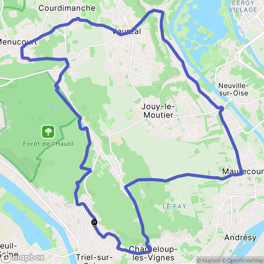 Triel-sur-Seine : carte du parcours de randonnée - France
