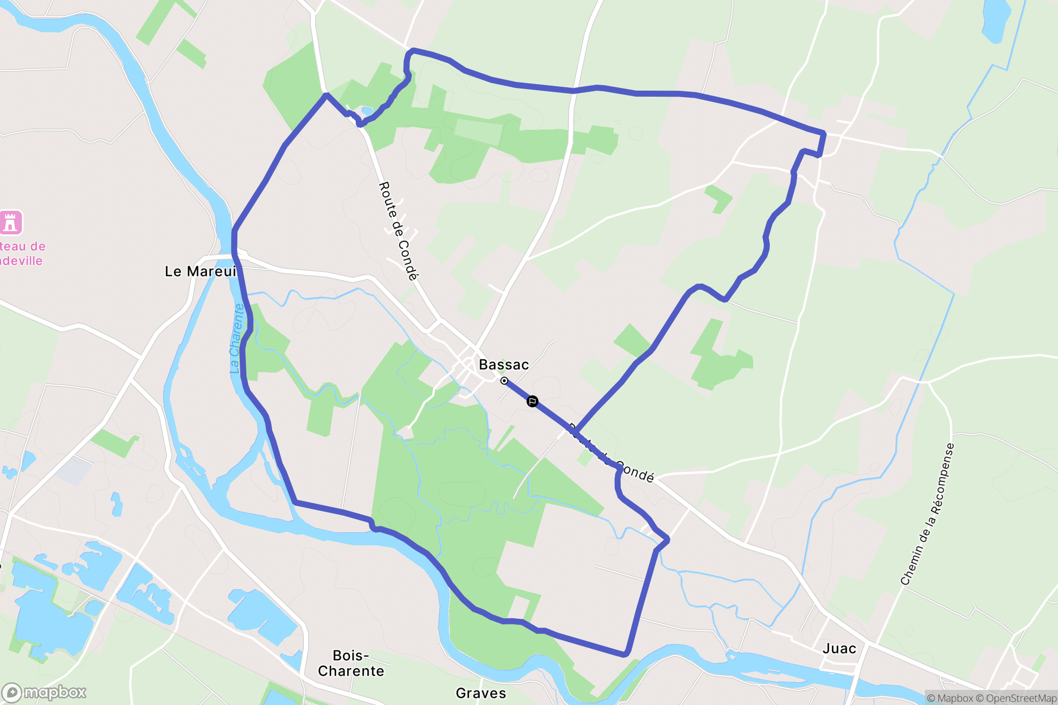Bassac : carte du parcours de randonnée - France