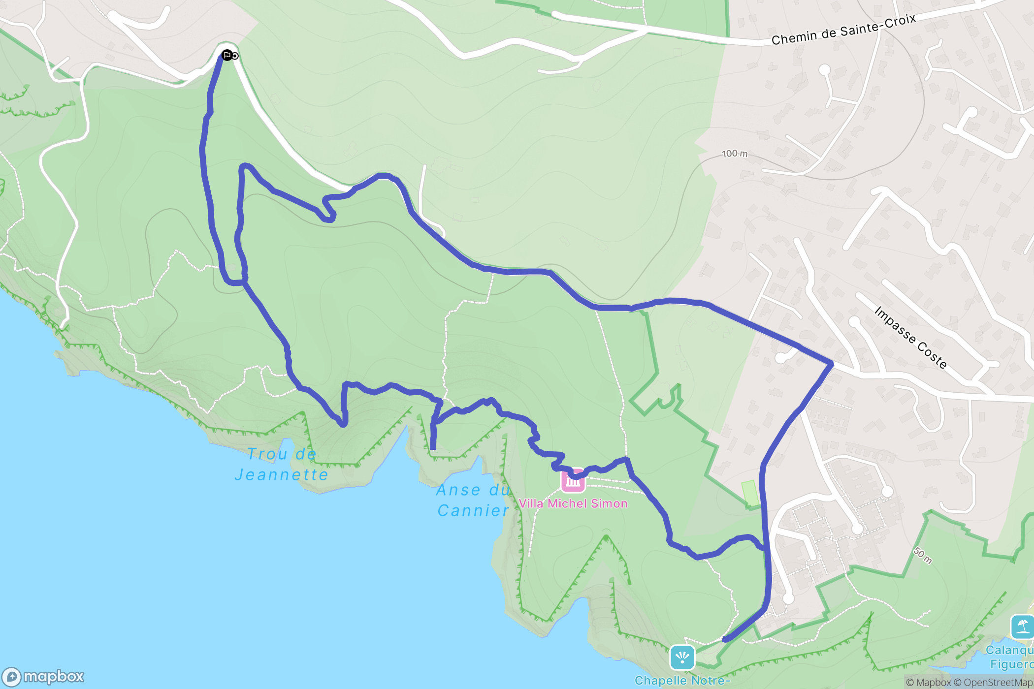 La Ciotat : carte du parcours de randonnée - France