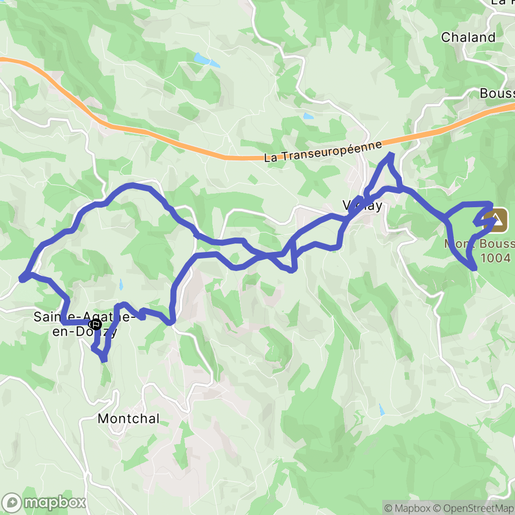 Sainte-Agathe-en-Donzy : carte du parcours de randonnée - France