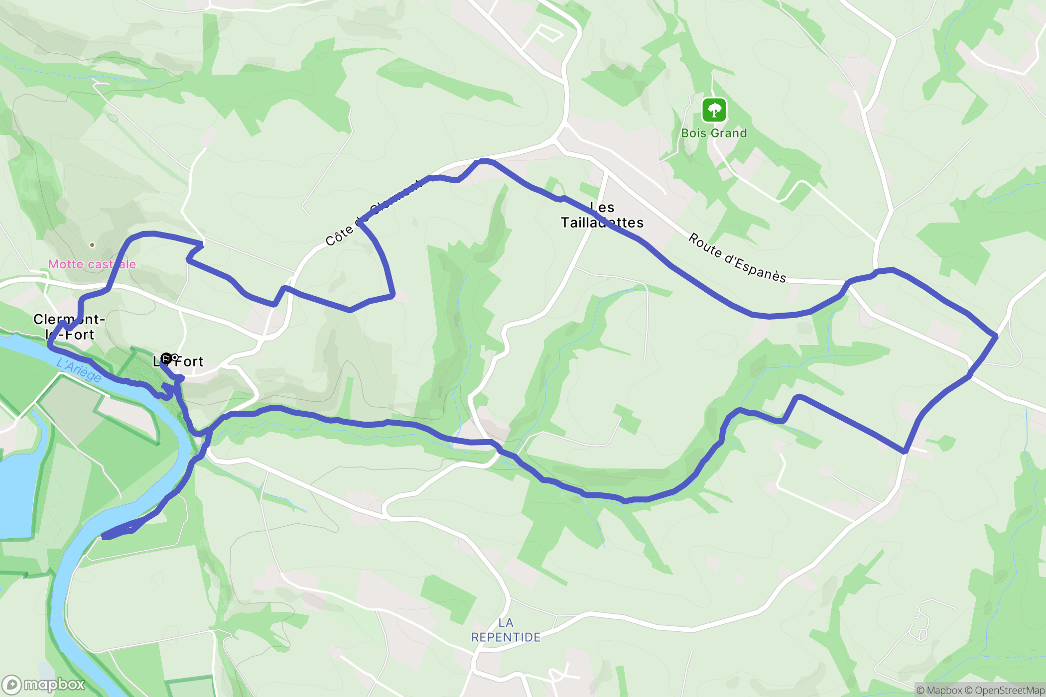 Clermont-le-Fort : carte du parcours de randonnée - France