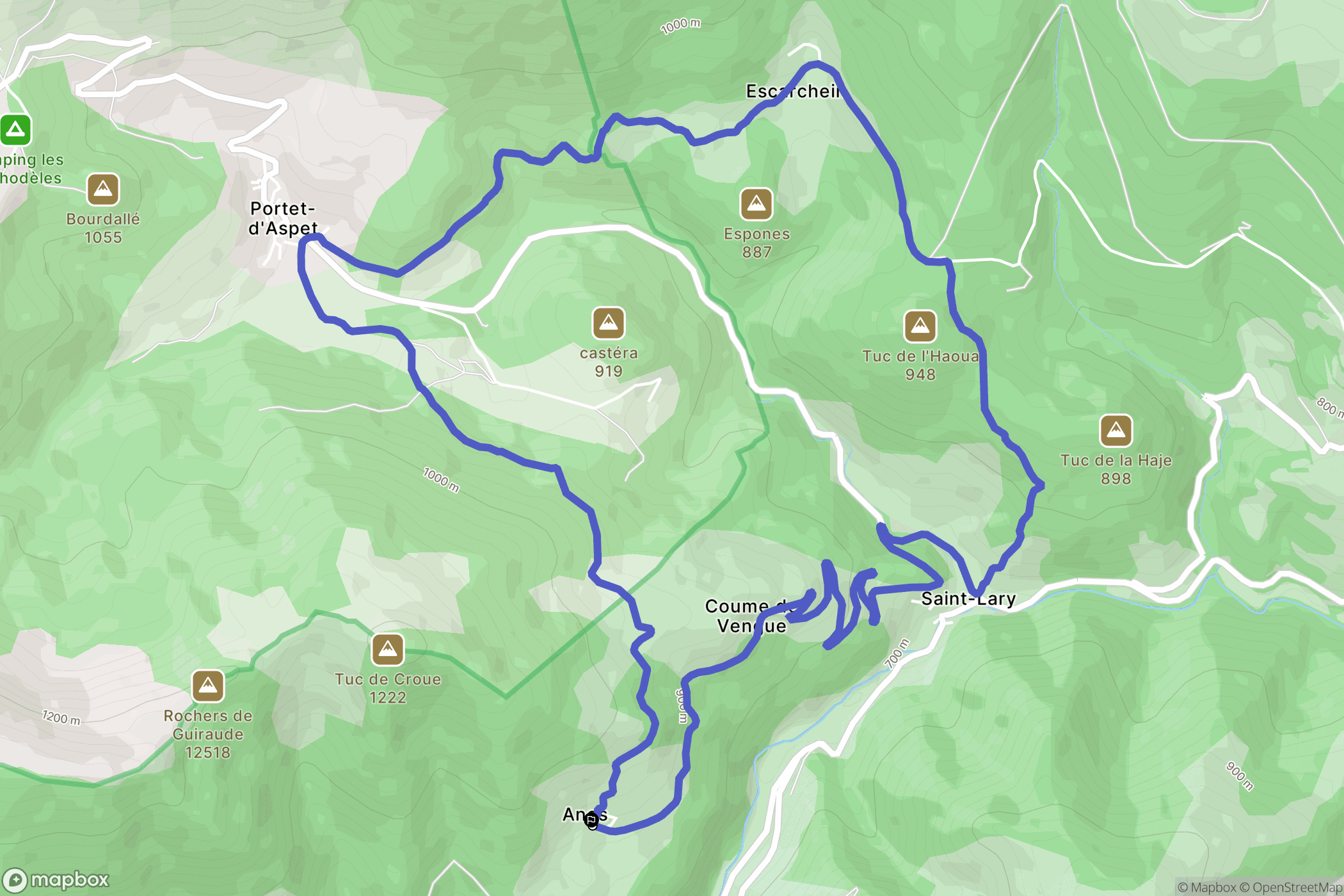 Saint-Lary : carte du parcours de randonnée - France