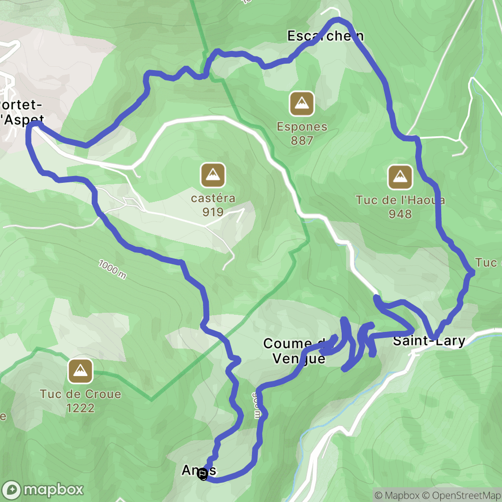 Saint-Lary : carte du parcours de randonnée - France