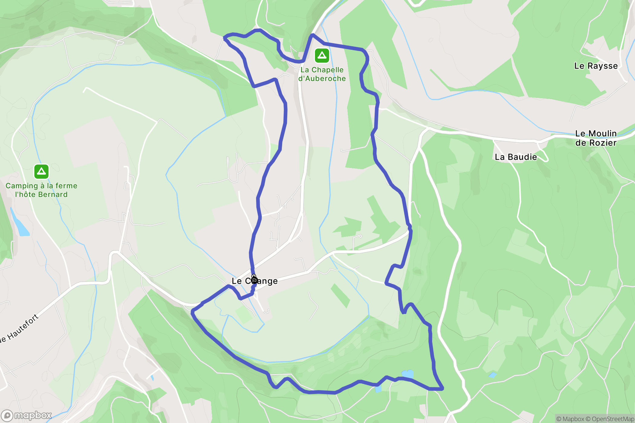 Bassillac et Auberoche : carte du parcours de randonnée - France
