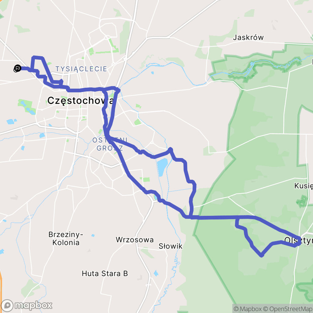 Częstochowa: mapa trasy - Poland