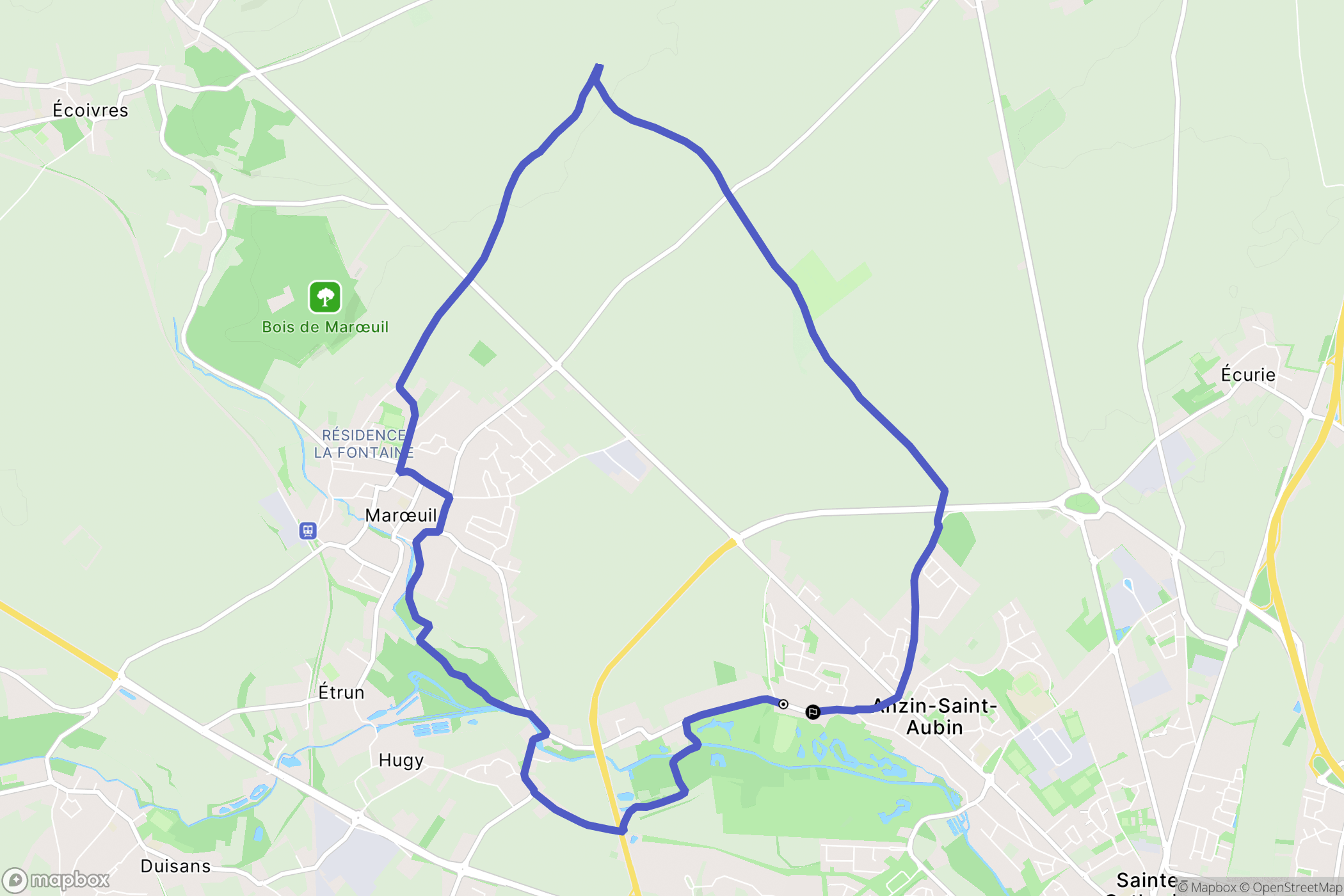 Anzin-Saint-Aubin : carte du parcours de randonnée - France
