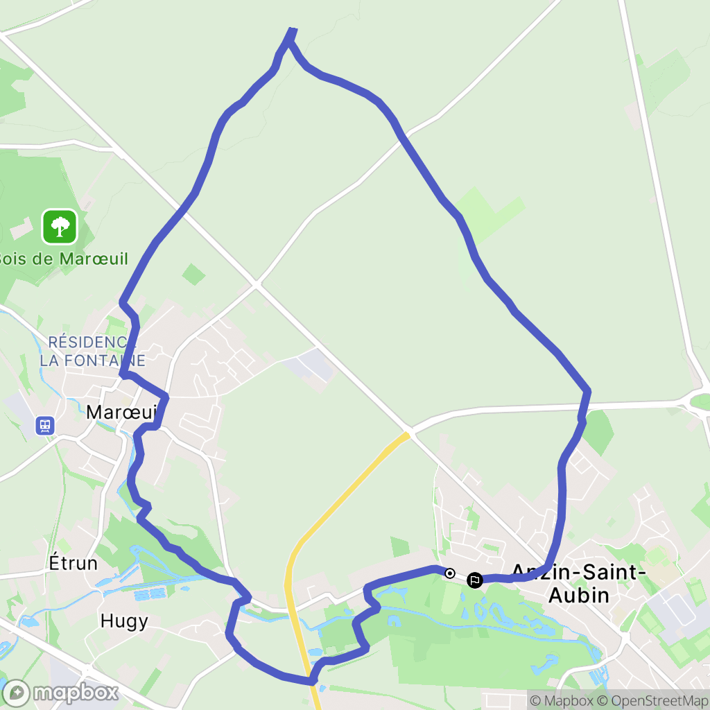 Anzin-Saint-Aubin : carte du parcours de randonnée - France