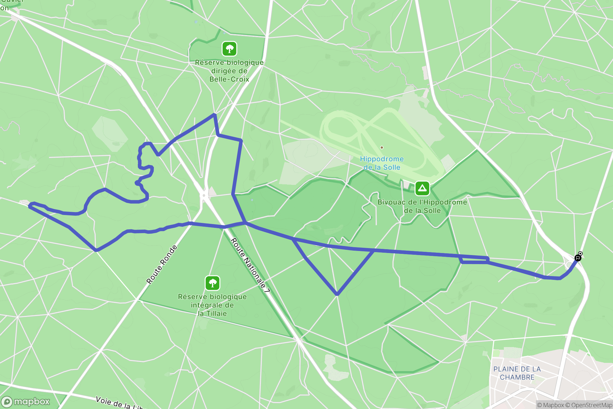 Fontainebleau : carte du parcours de randonnée - France