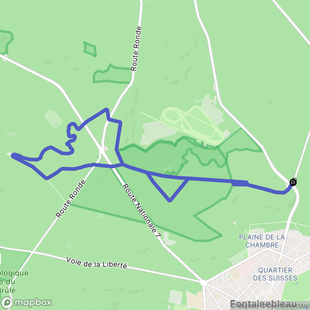 Fontainebleau : carte du parcours de randonnée - France