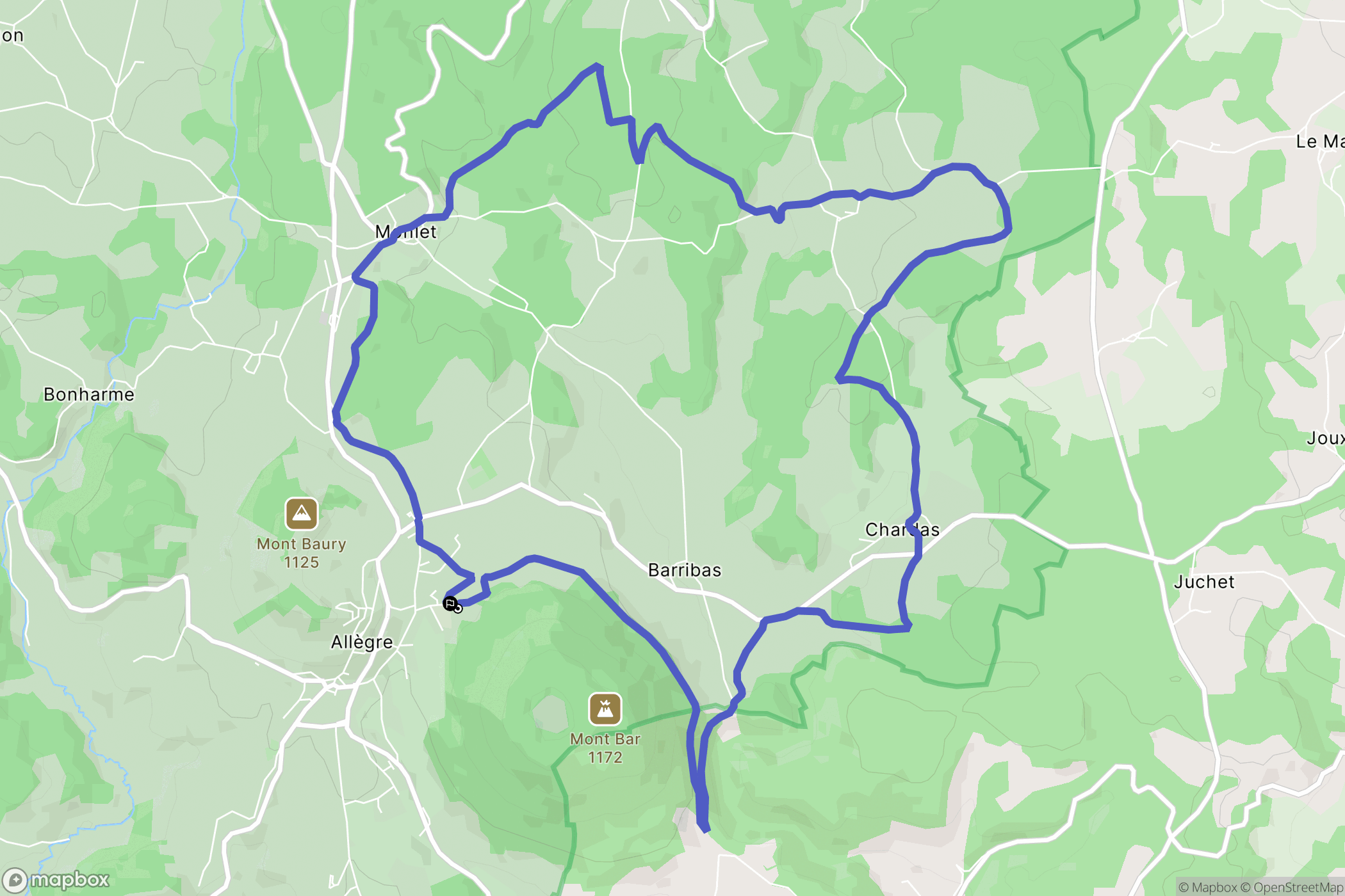 Allègre : carte du parcours de randonnée - France