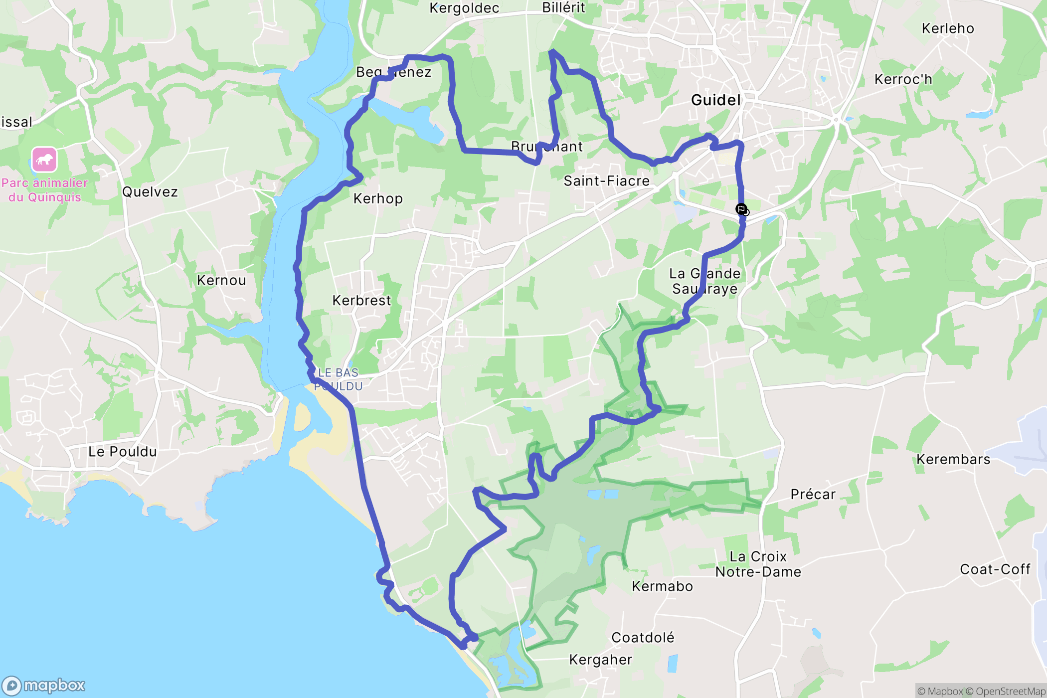 Guidel : carte du parcours de randonnée - France