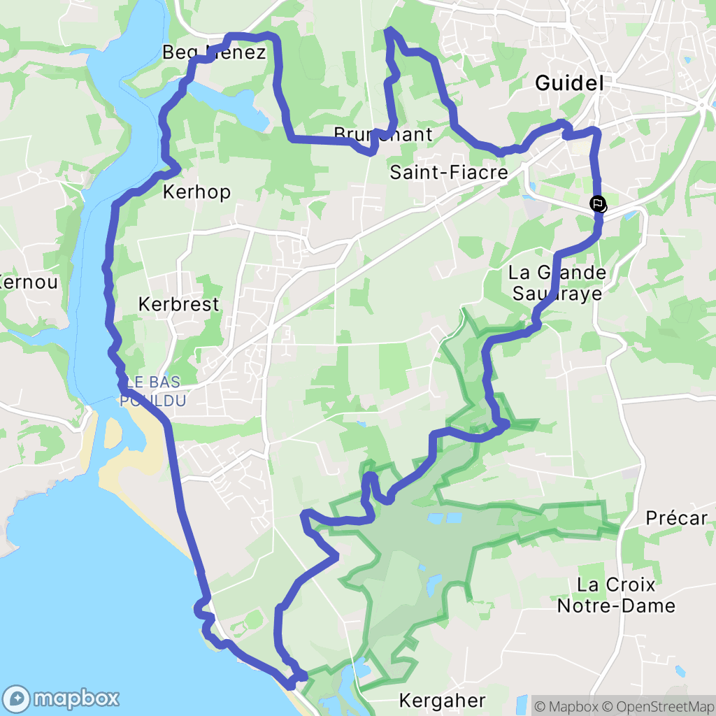 Guidel : carte du parcours de randonnée - France