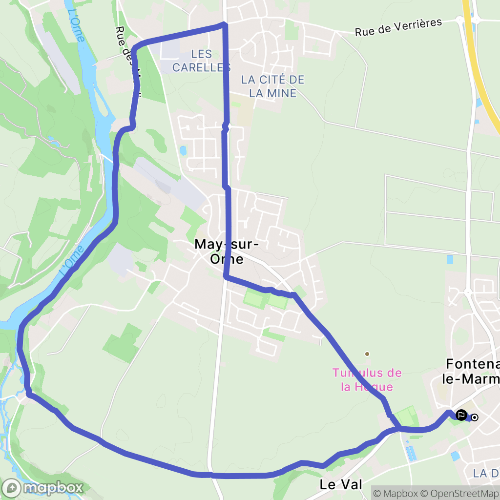 Fontenay-le-Marmion : carte du parcours de randonnée - France