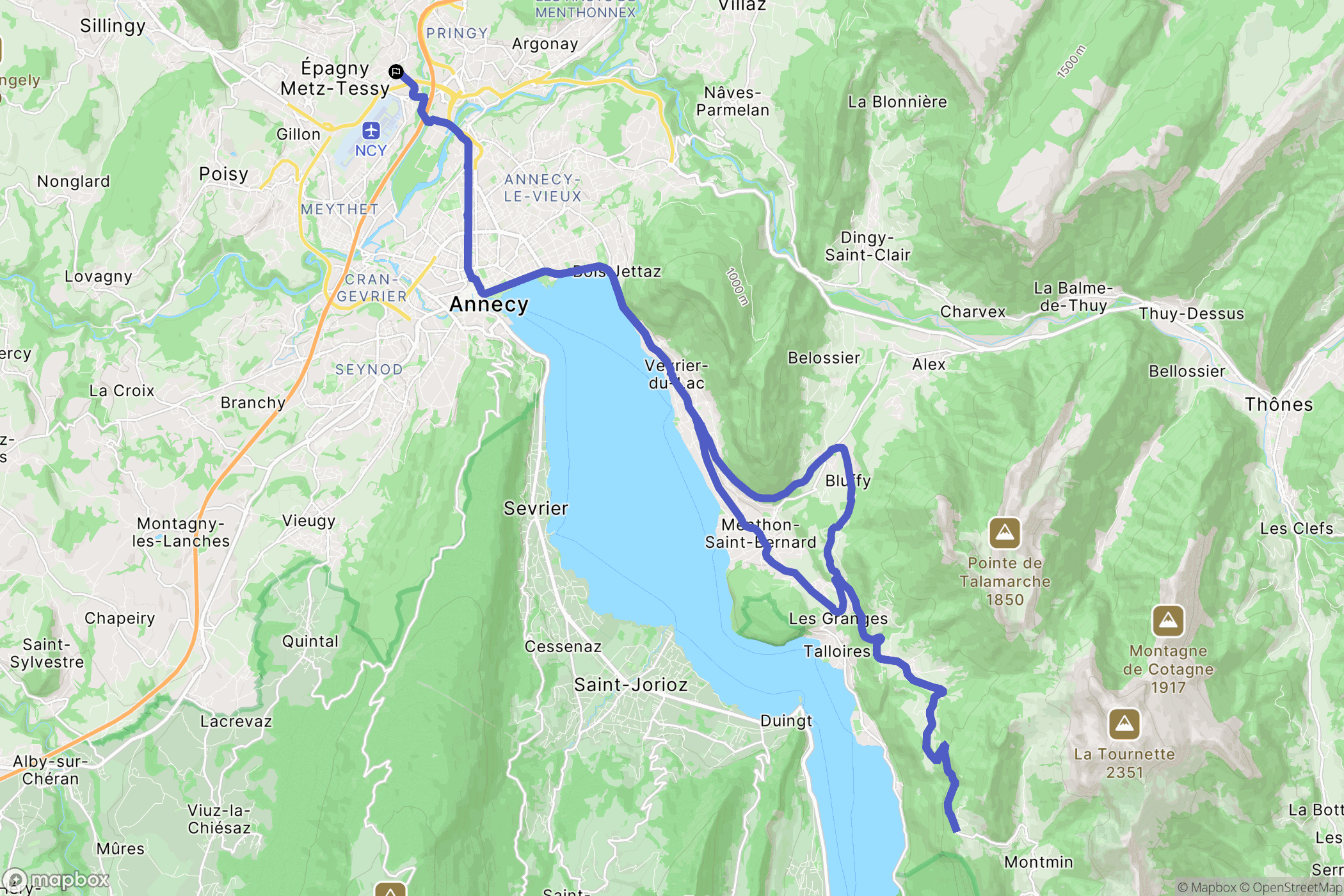 Epagny Metz-Tessy : carte du parcours de randonnée - France