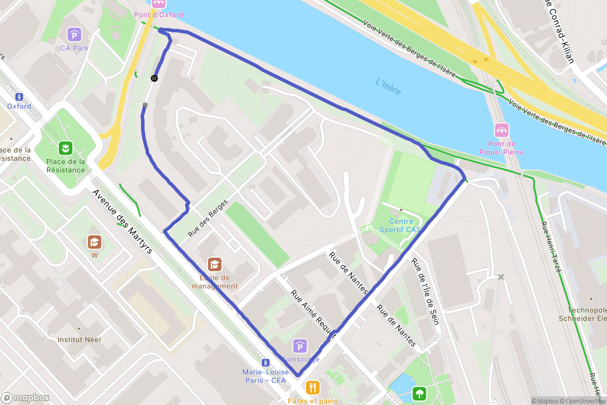 Grenoble : carte du parcours de randonnée - France