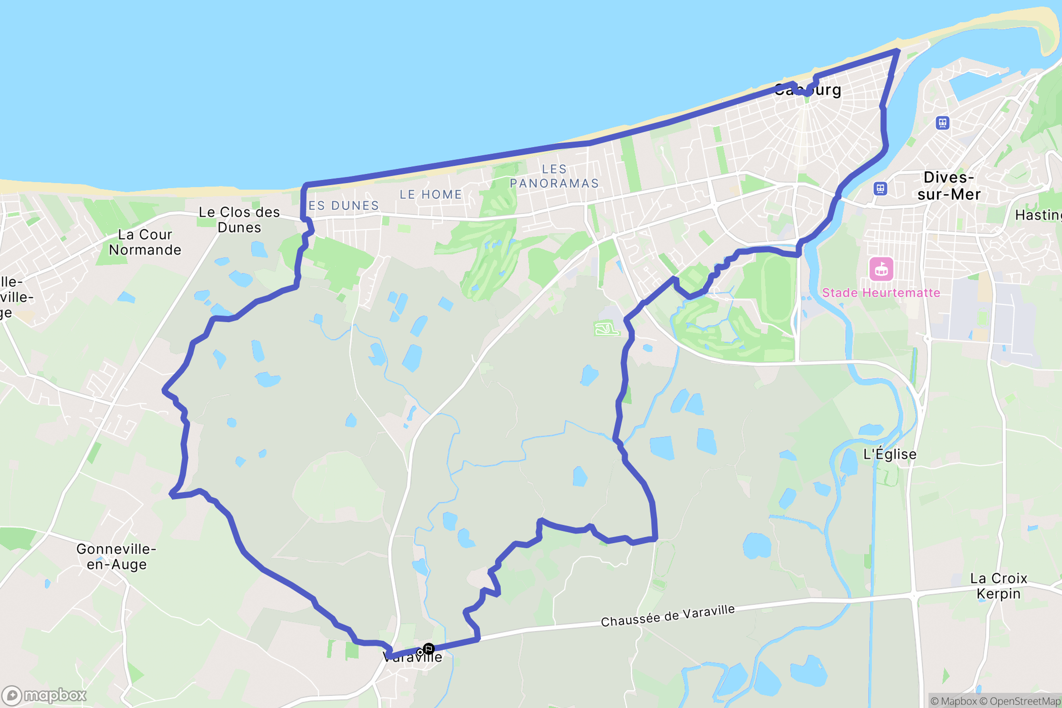 Varaville : carte du parcours de randonnée - France