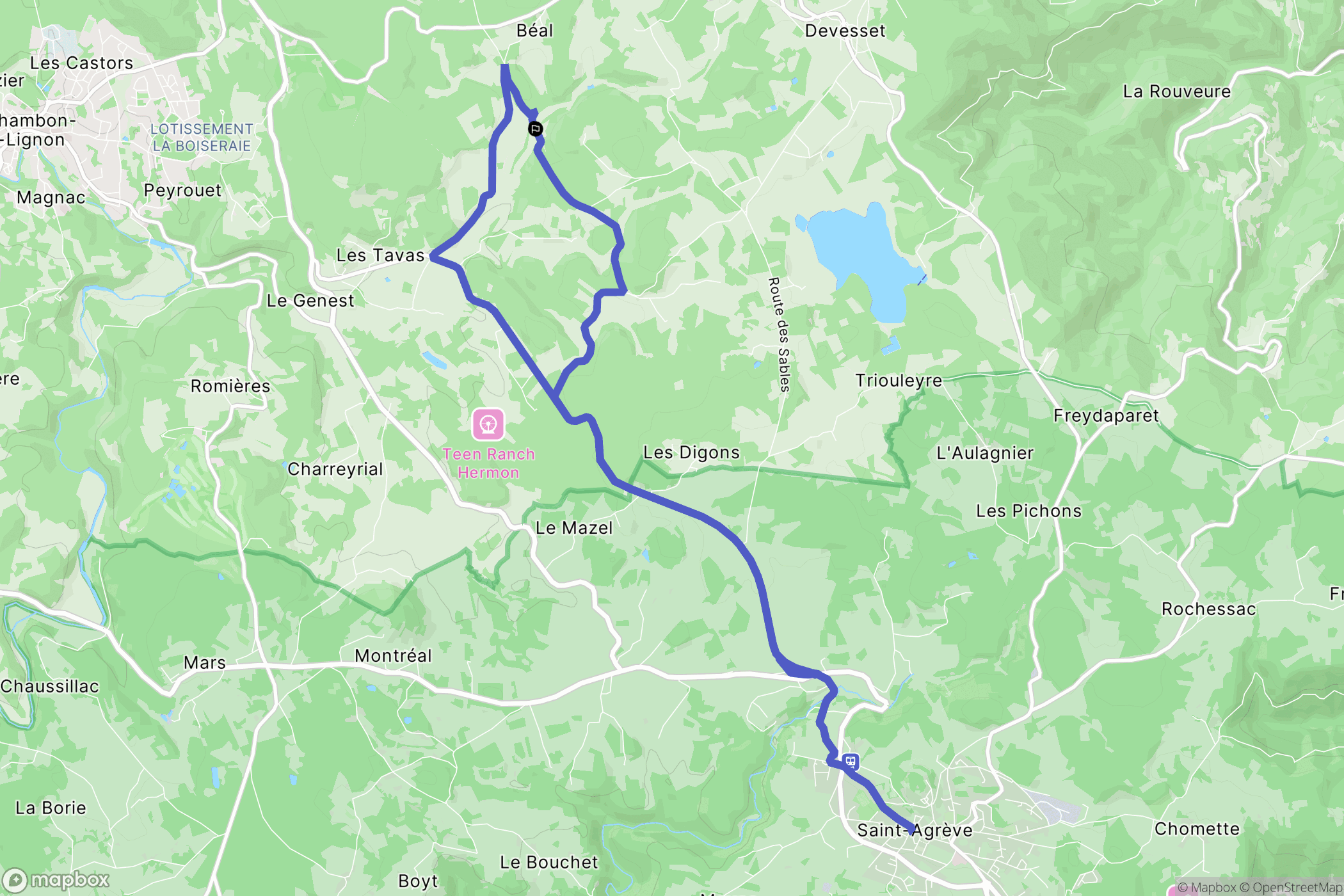 Devesset : carte du parcours de randonnée - France