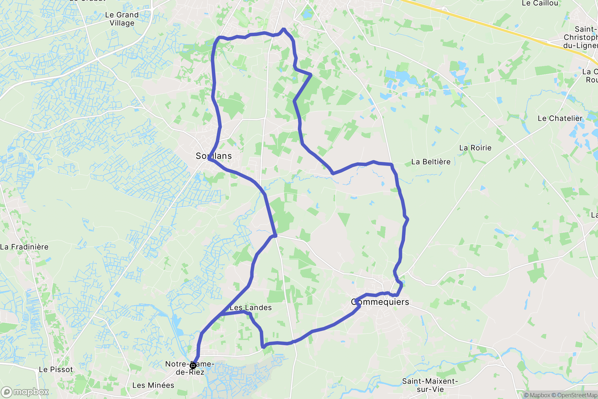 Notre-Dame-de-Riez : carte du parcours de randonnée - France